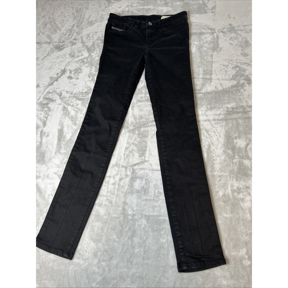Diesel Skinzee Low Zip Super Slim Skinny Black Coated Jeans W25 L30 Stretch